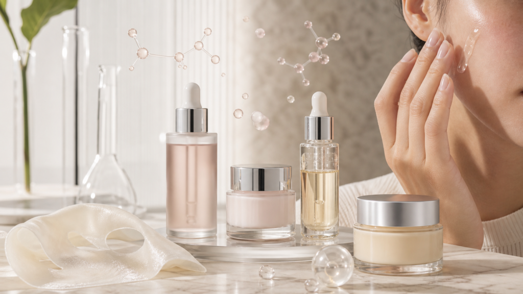 Sérums y cremas de skincare inspirados en PDRN, exosomas y péptidos